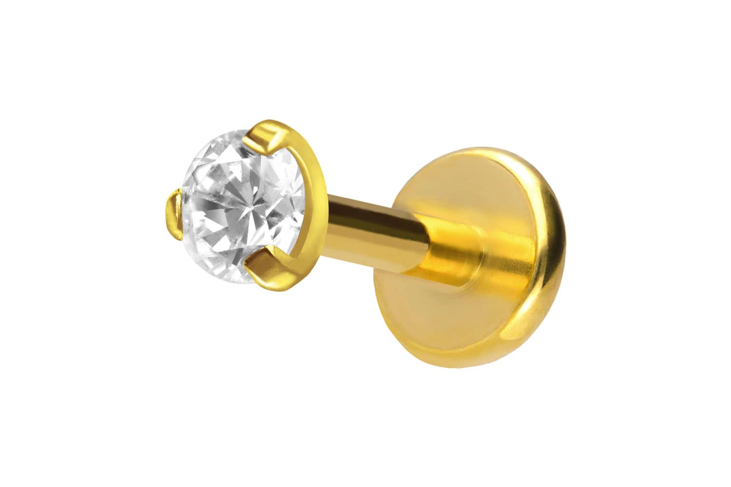 Titan Labret Piercing mit Push Fit EINGEFASSTER KRISTALL